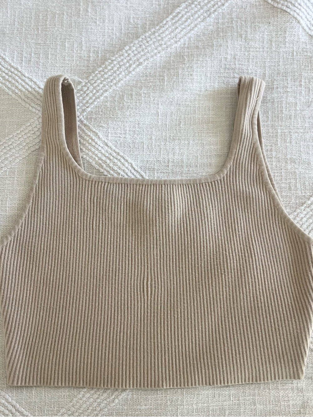 House of Harlow 1960 Ribbed Square Crop Top - Taupe